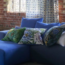 Carregar imagem no visualizador da galeria, Rose de Damas cobalt cotton cushion
