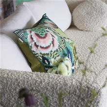 Load image into Gallery viewer, Rose de Damas jade cotton/linen cushion
