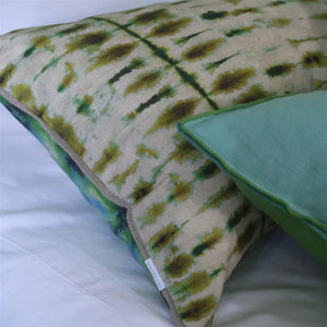 Shibori emerald cotton cushion