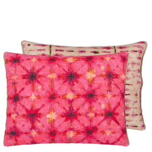 Shibori fucsia cotton cushion