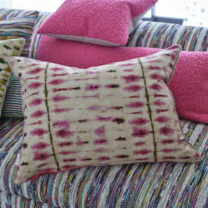 Shibori fucsia cotton cushion