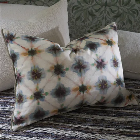 Shibori slate cotton cushion
