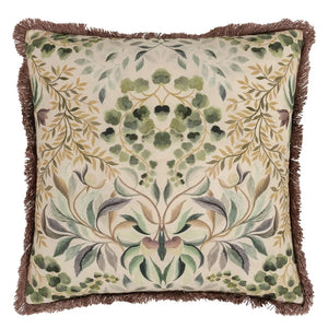 Ikebana Damask cameo embroidered cotton cushion