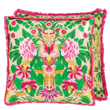 Load image into Gallery viewer, Ikebana Damask fucsia embroidered cotton cushion
