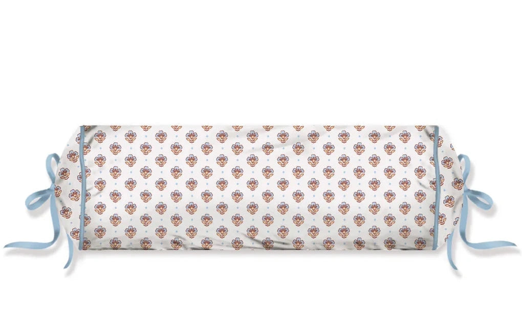Roll Cushion Jaipur Flower Light Blue