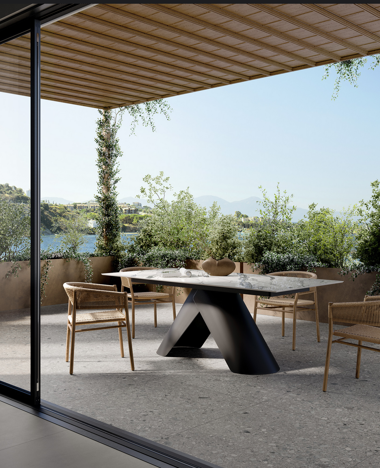 Omik Dining Table (Embossed Black)