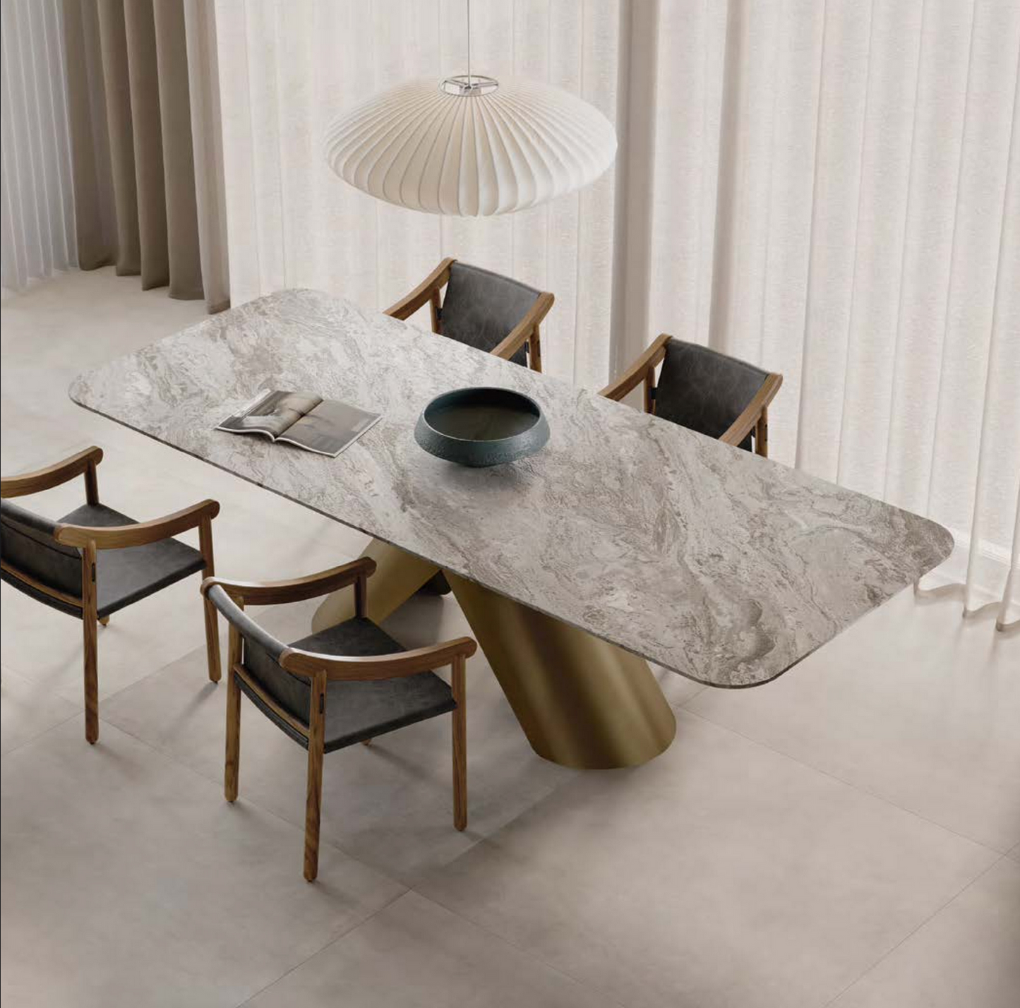 Omik Dining Table (Brushed brass)