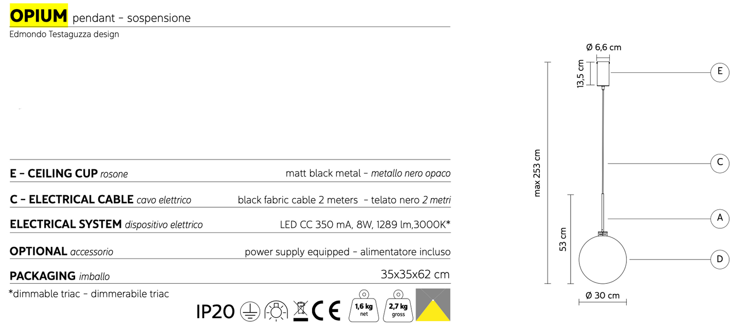 Opium Suspension transparent lamp