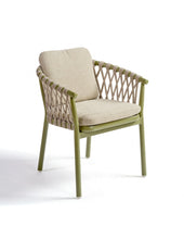 Load image into Gallery viewer, Olive Green Outdoor Dining Armchair ( with Grey Rope and Cushions)
