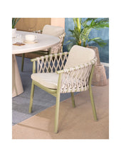 Load image into Gallery viewer, Olive Green Outdoor Dining Armchair ( with Grey Rope and Cushions)
