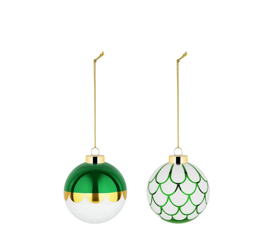 Delight  Set of 2 Christmas Bauble (Green)