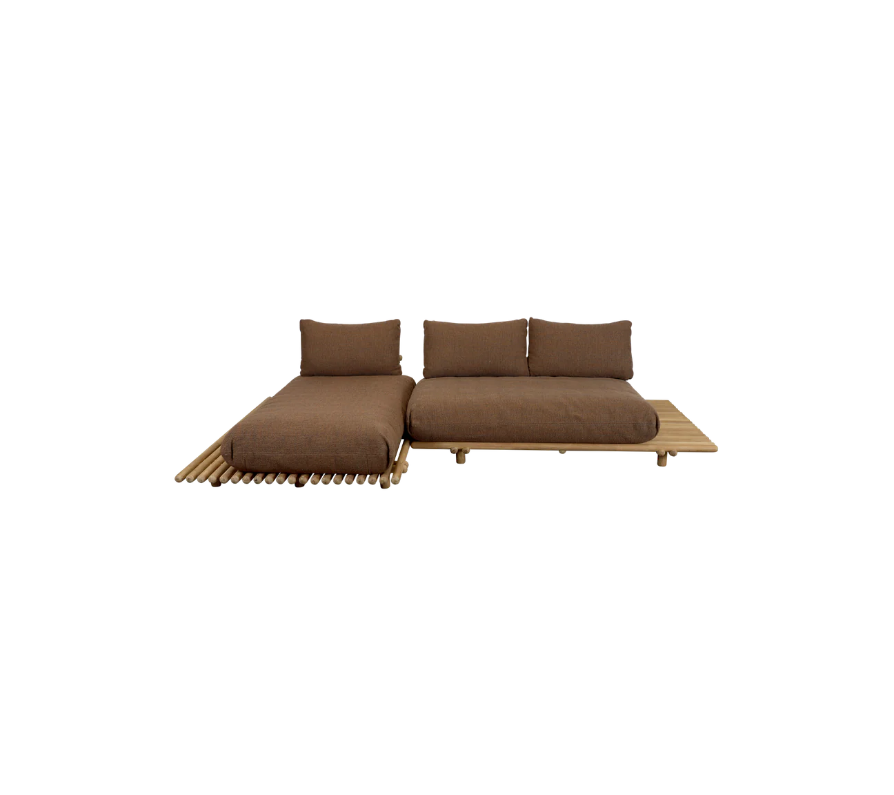 Sticks platform, sofa w/ chaise lounge - Teak
