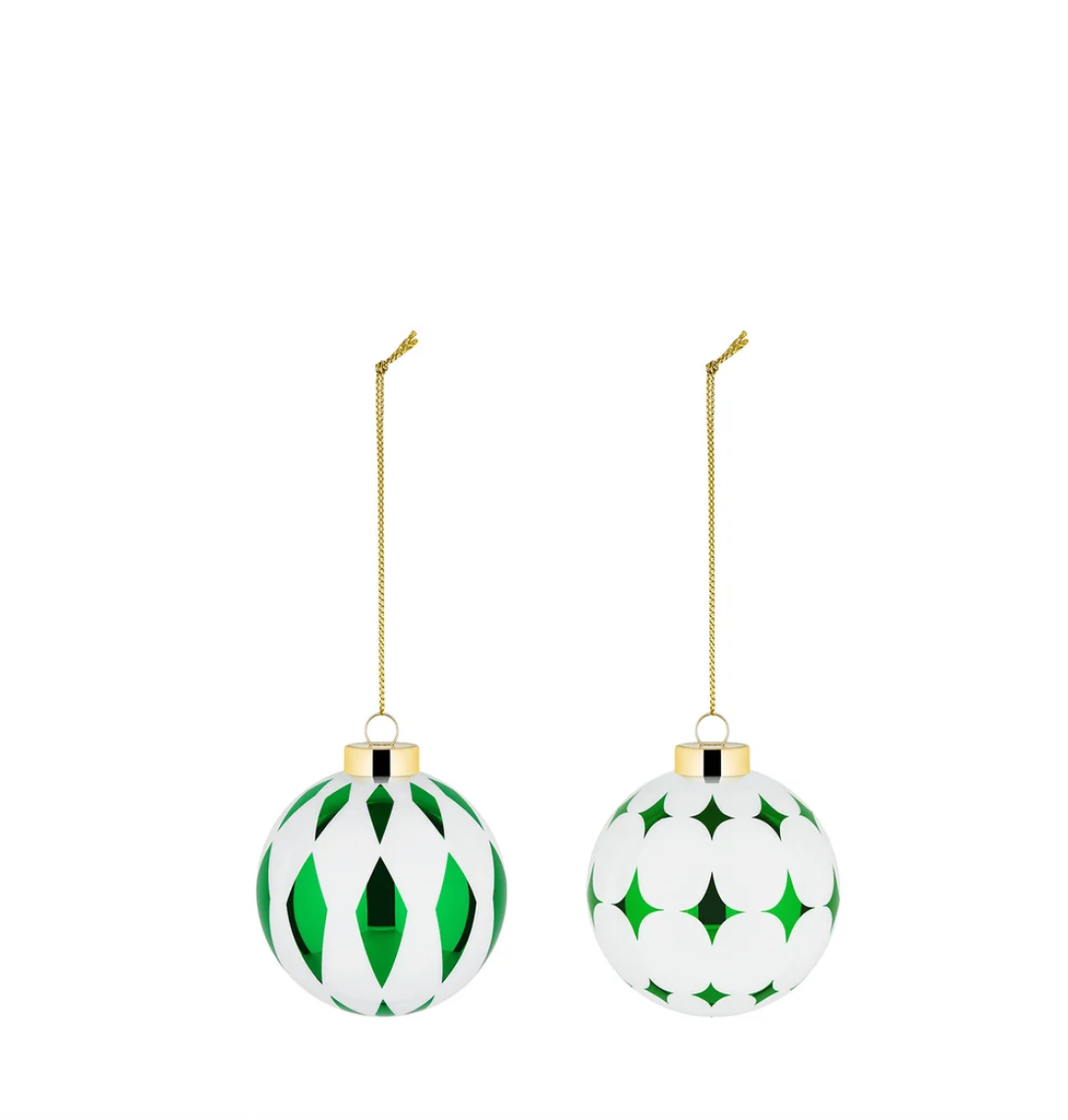 Delight  Set of 2 Christmas Bauble (Green)