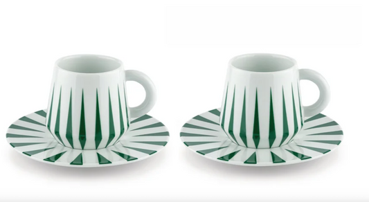 Delight  Set of Two Mocha Cups with Saucer (Green)