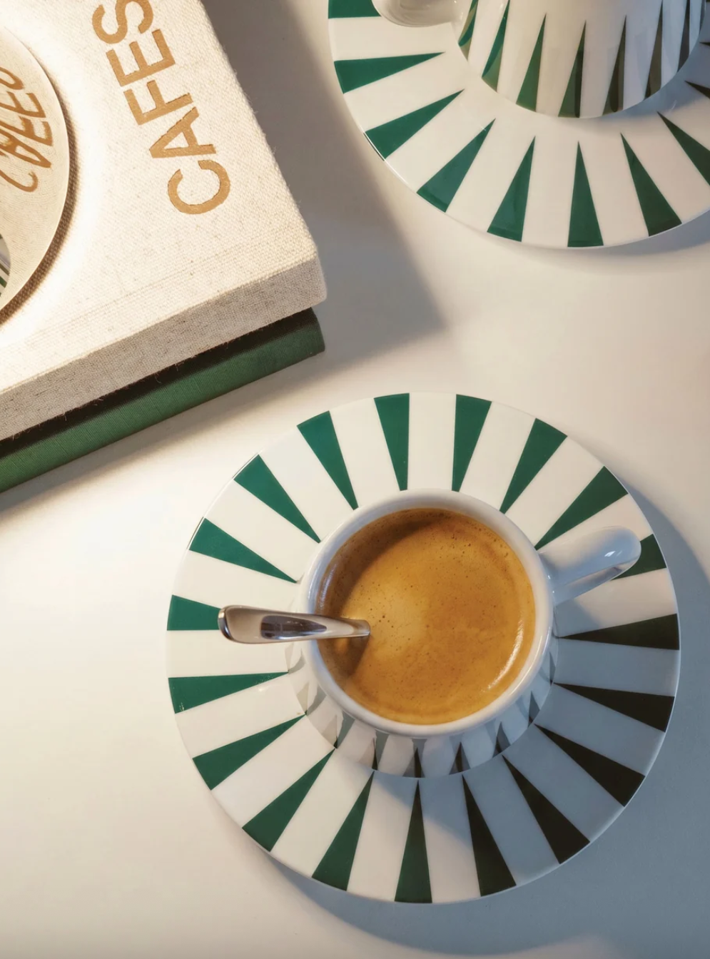 Delight  Set of Two Mocha Cups with Saucer (Green)