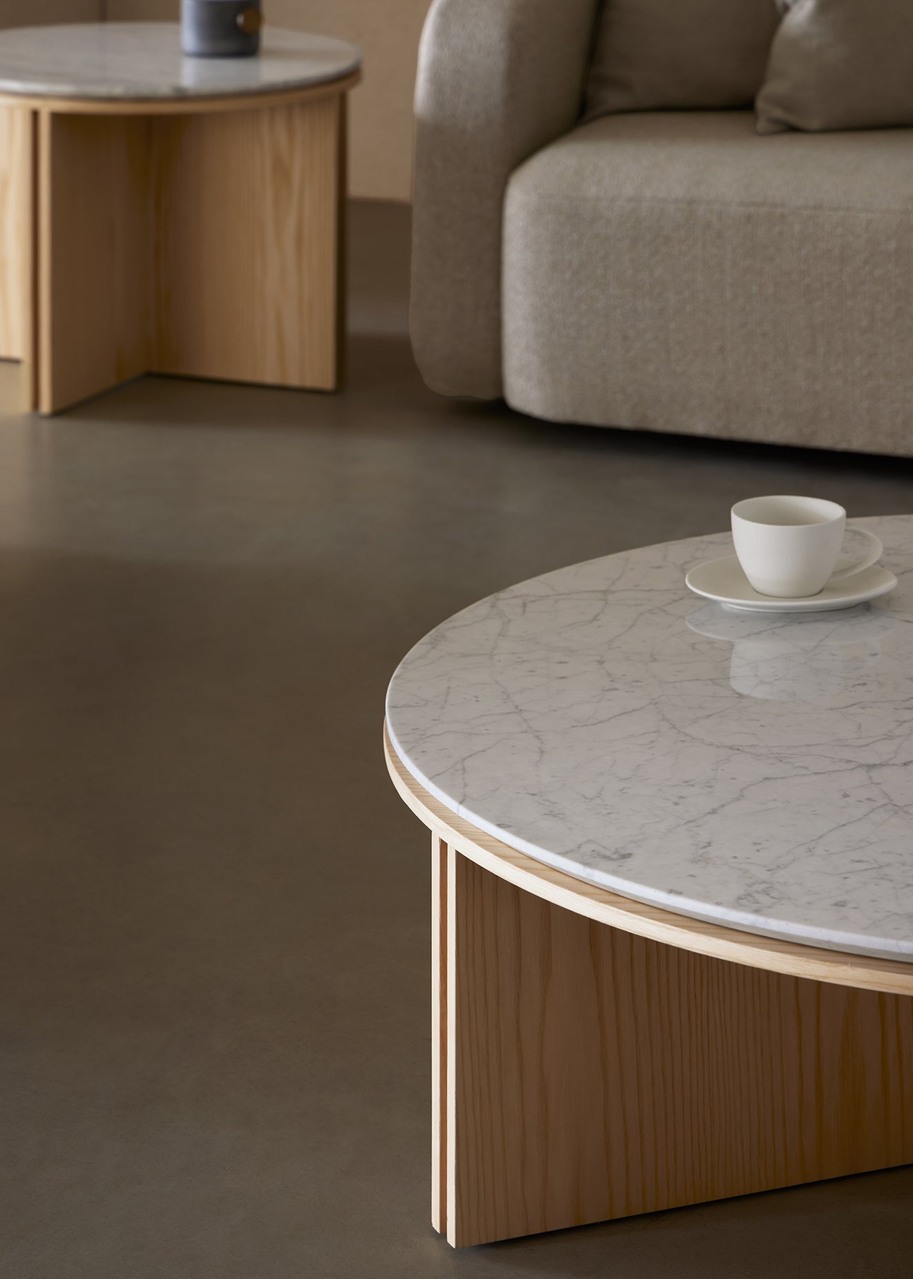 Slot Round Coffee Tables with Marble Ø120