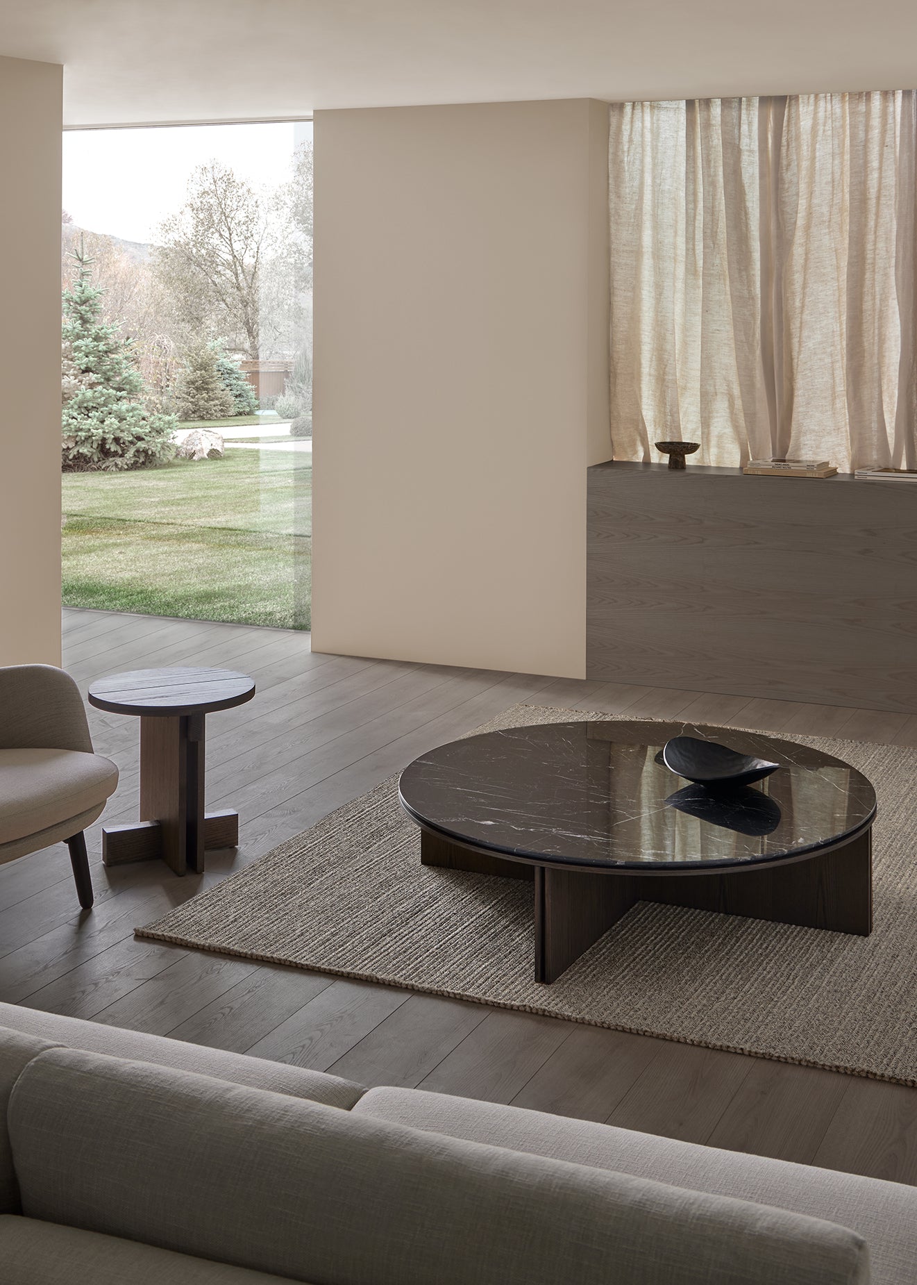 Slot Round Coffee Tables with Marble Ø100