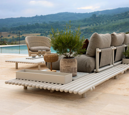Sticks platform, sofa w/ chaise lounge - Aluminium