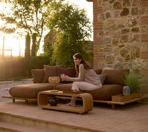 Sticks platform, sofa w/ chaise lounge - Teka with umber brown