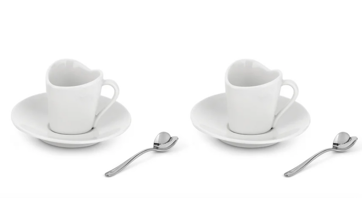 To  Set of Two Mocha Cups with Saucer and two coffee spoons