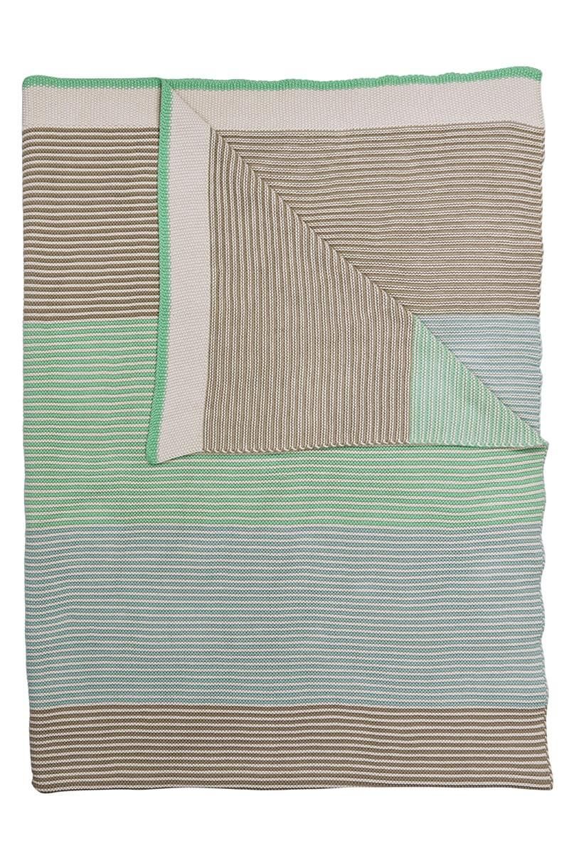Blockstripe throw light green