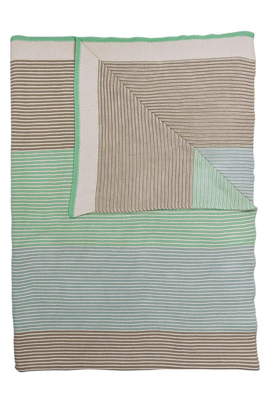 Blockstripe throw light green