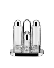 Load image into Gallery viewer, glass condiment set in stainless steel support
