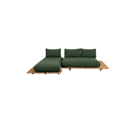 Sticks platform, sofa w/ chaise lounge - Teak