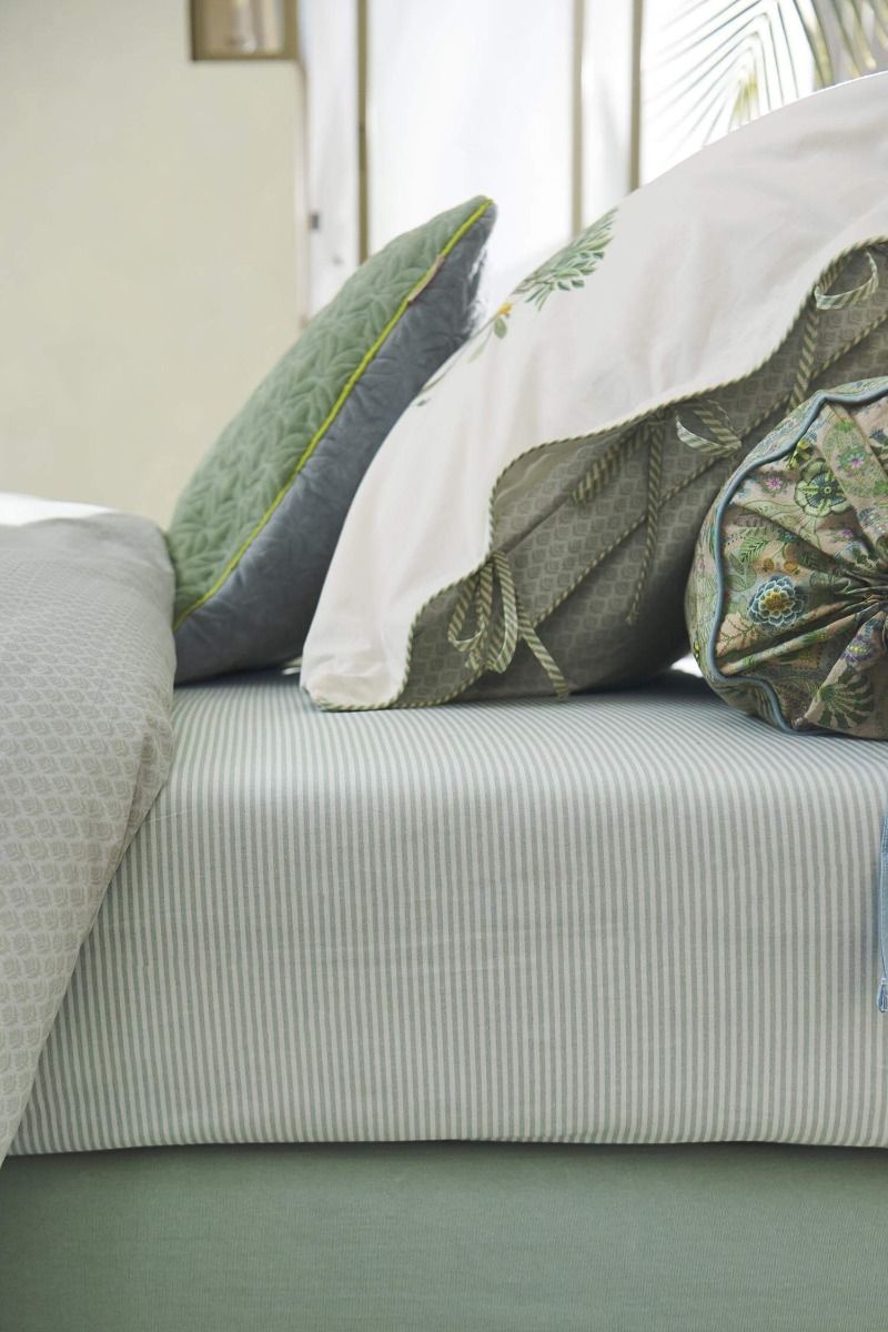 Duo stripe - fitted sheets green