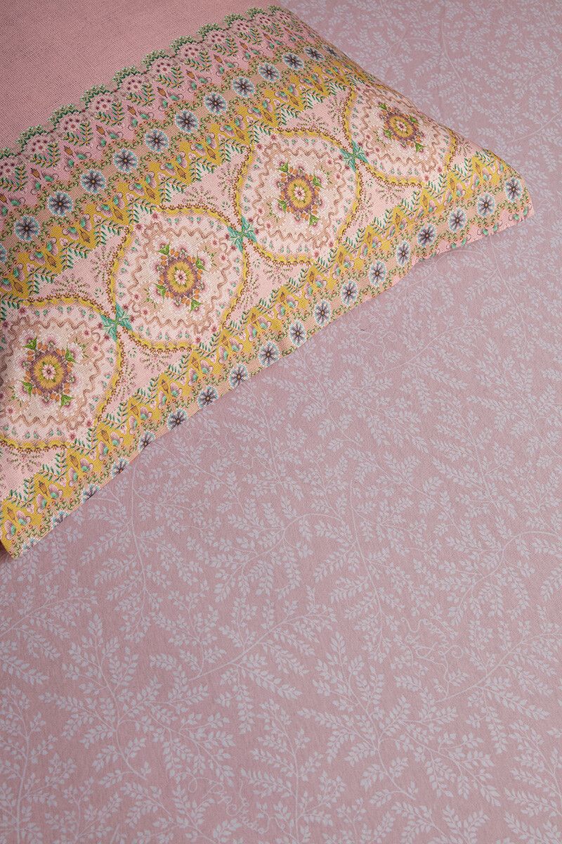 Leafy - fitted sheets pink