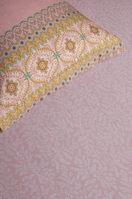 Leafy - fitted sheets pink