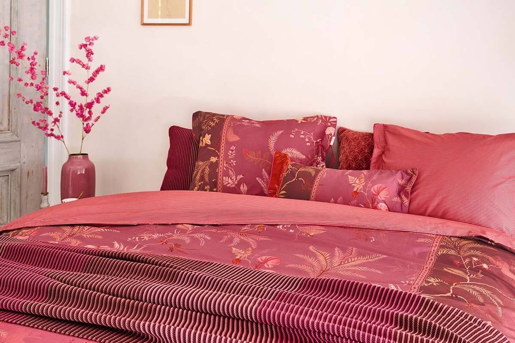 Blockstripe throw pink