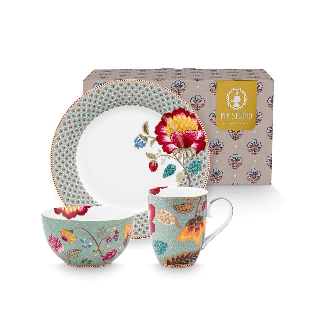 Breakfast Set Blooming Tales Fantasy Blue  (Set 3 Pieces)