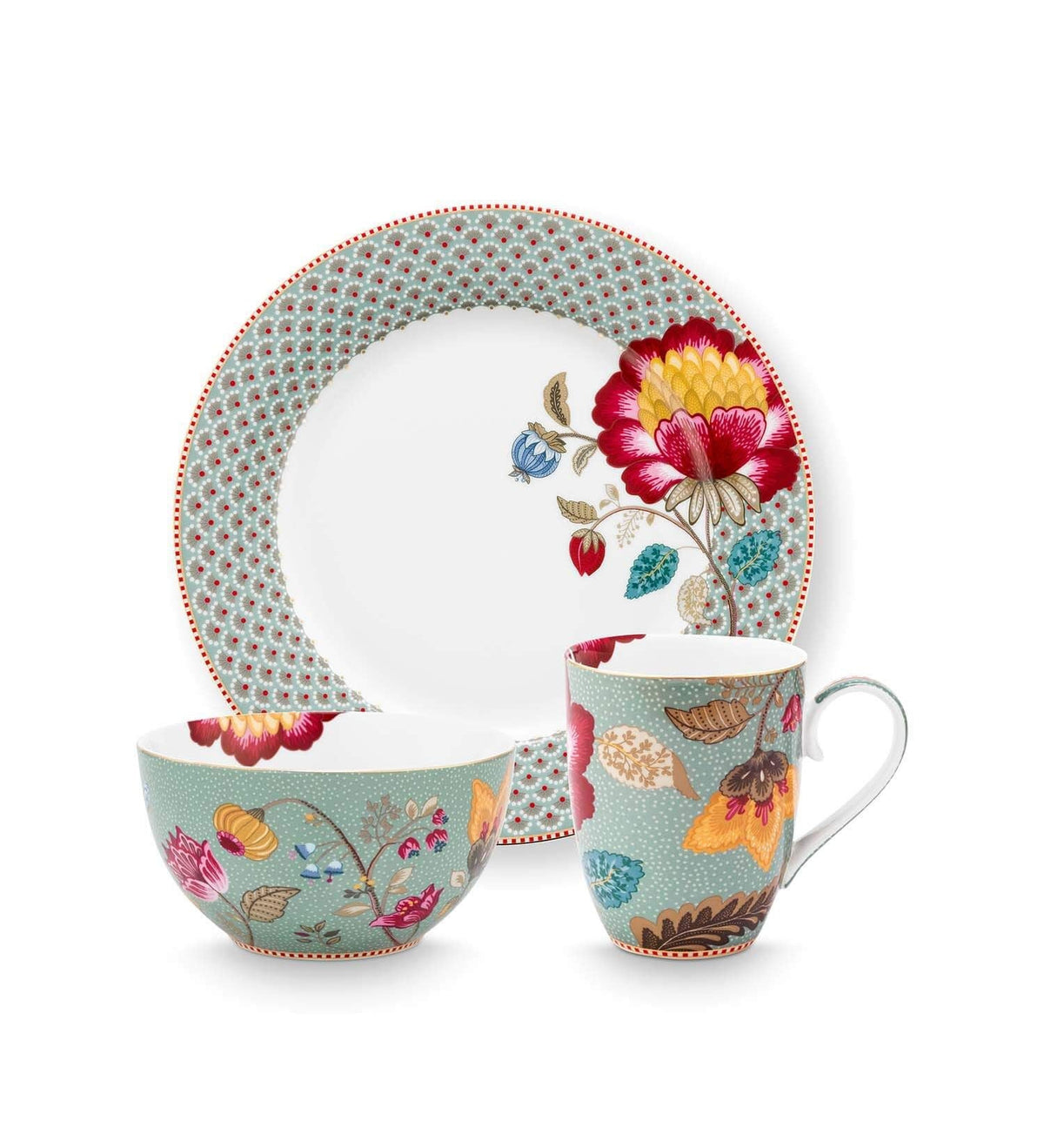 Breakfast Set Blooming Tales Fantasy Blue  (Set 3 Pieces)