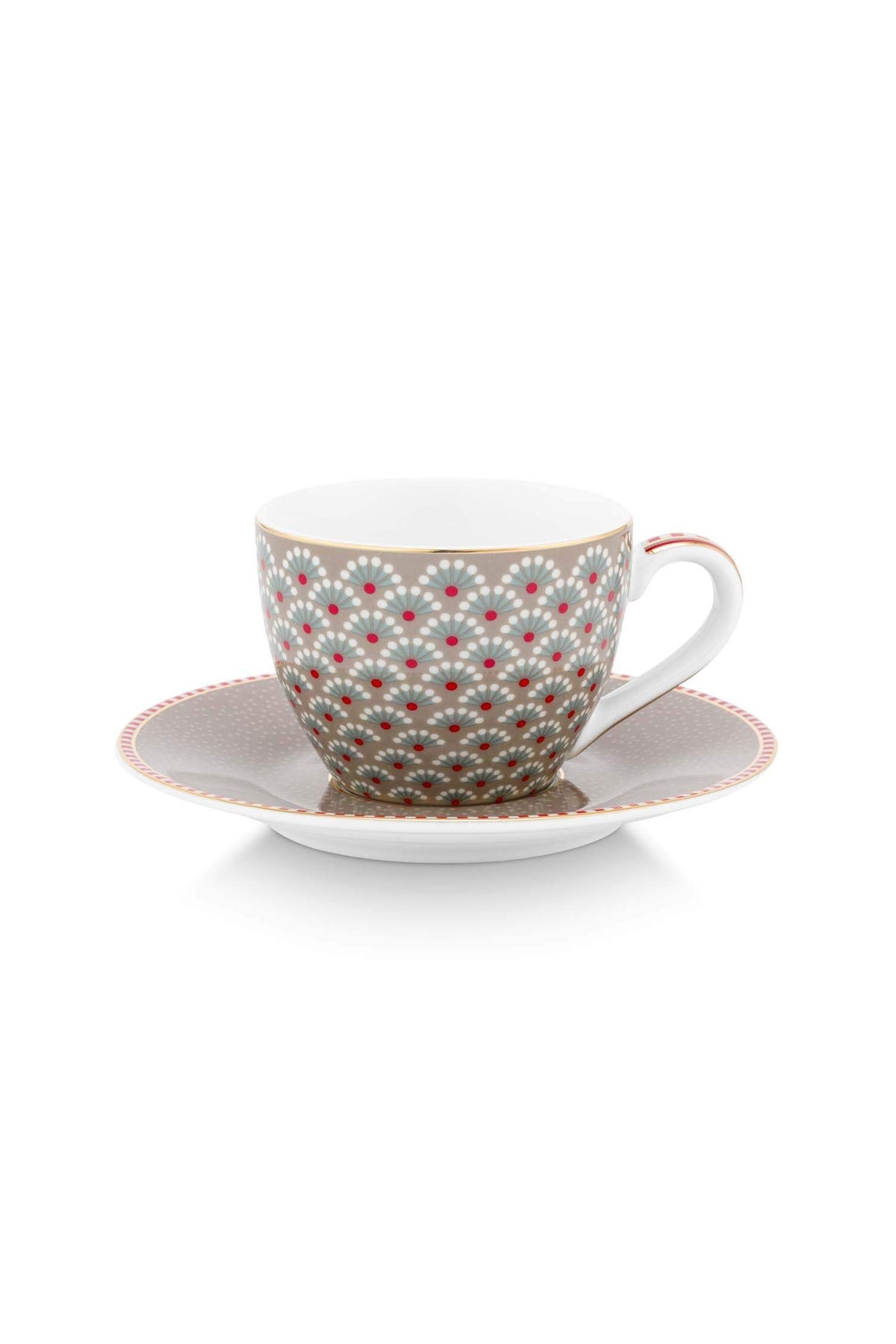 Espresso Cups & Saucers Blooming Tales Khaki e 120 ml (Set 2 Pieces)