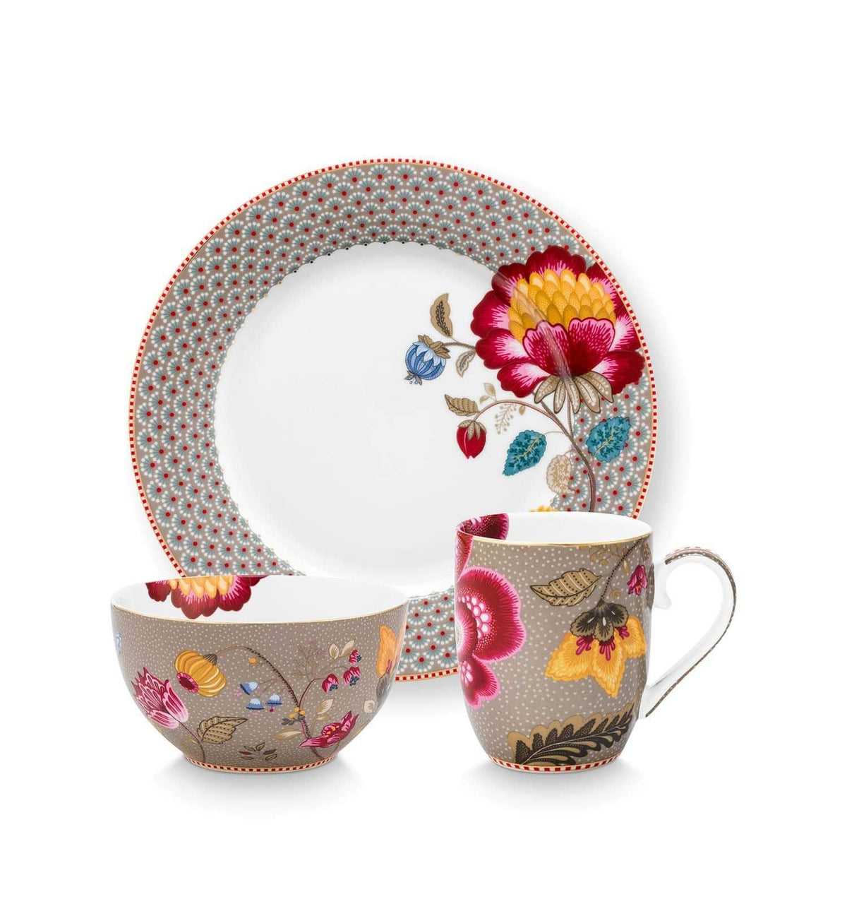 Breakfast Set Blooming Tales Fantasy Khaki  (Set 3 Pieces)