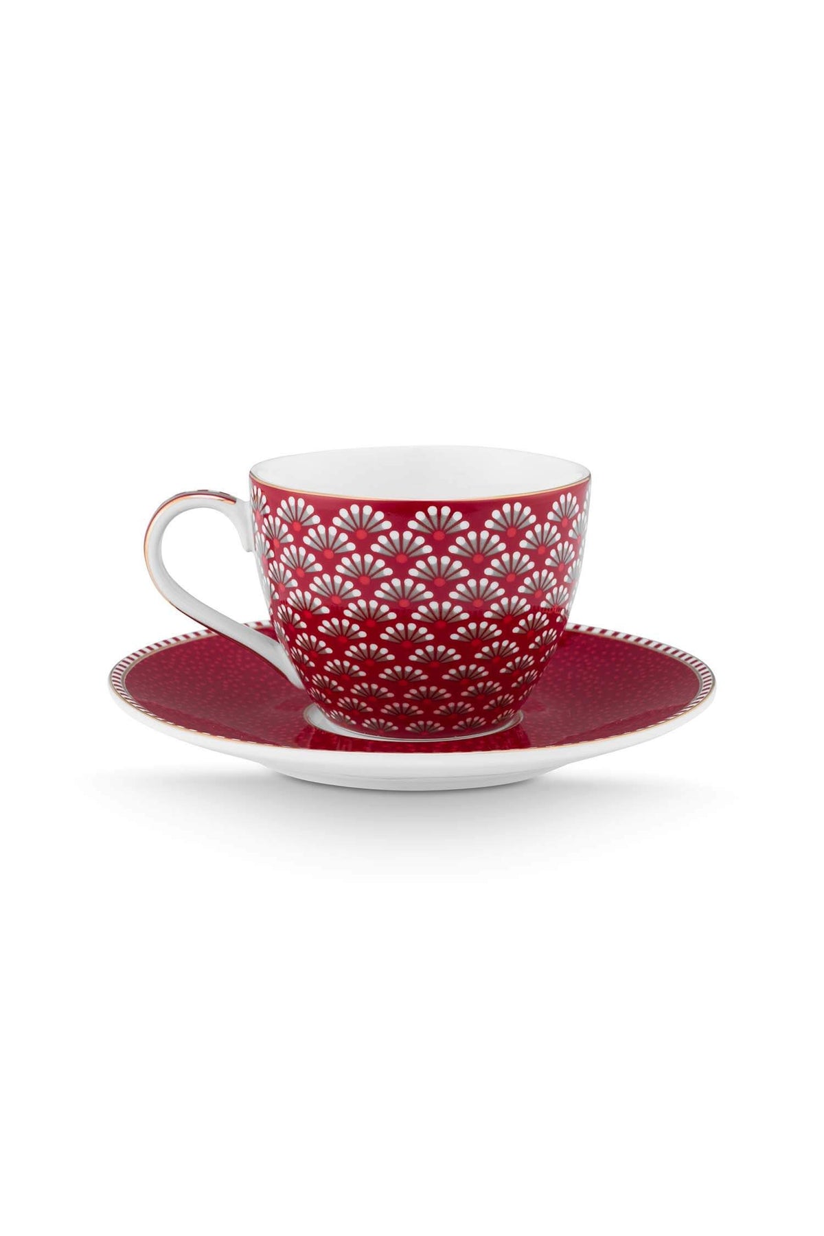 Espresso Cups & Saucers Blooming Tales Dark Red e 120 ml (Set 2 Pieces)