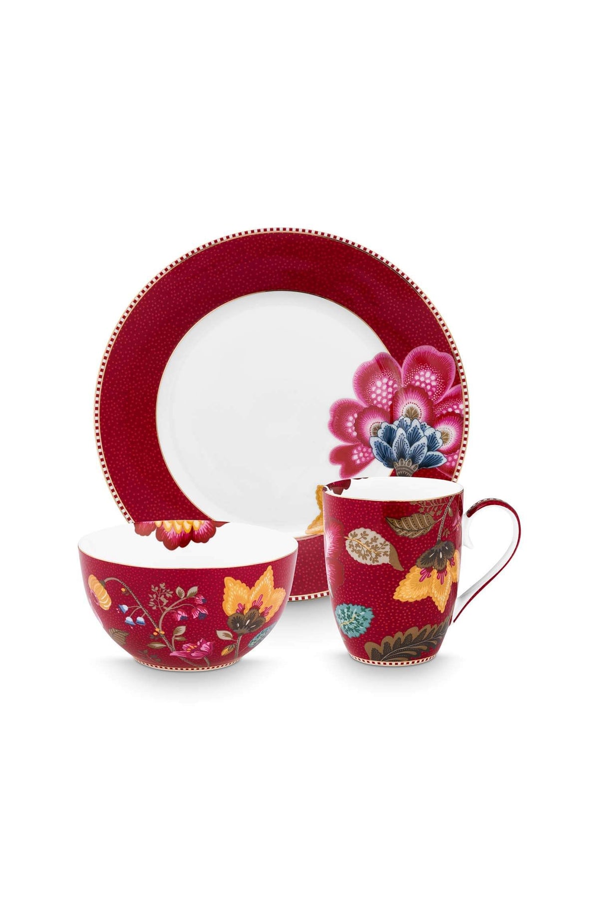 Breakfast Set Blooming Tales Fantasy Dark Red (Set 3 Pieces)
