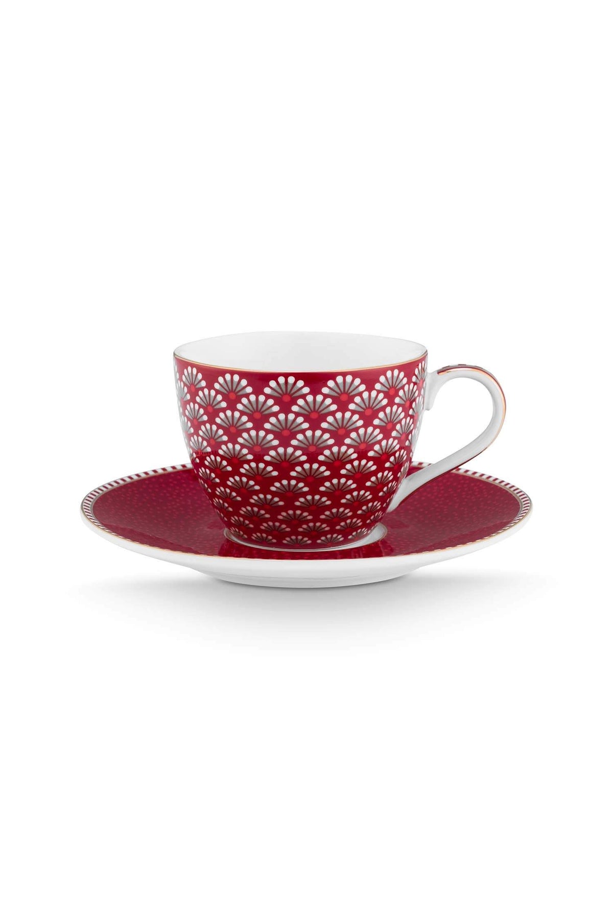 Espresso Cups & Saucers Blooming Tales Dark Red e 120 ml (Set 2 Pieces)