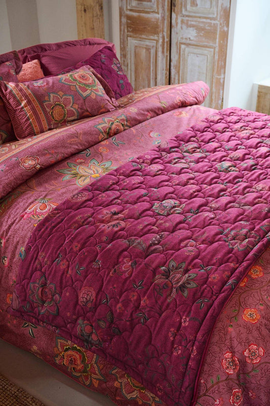 Velvet Mumbai Morning Quilt - dark pink