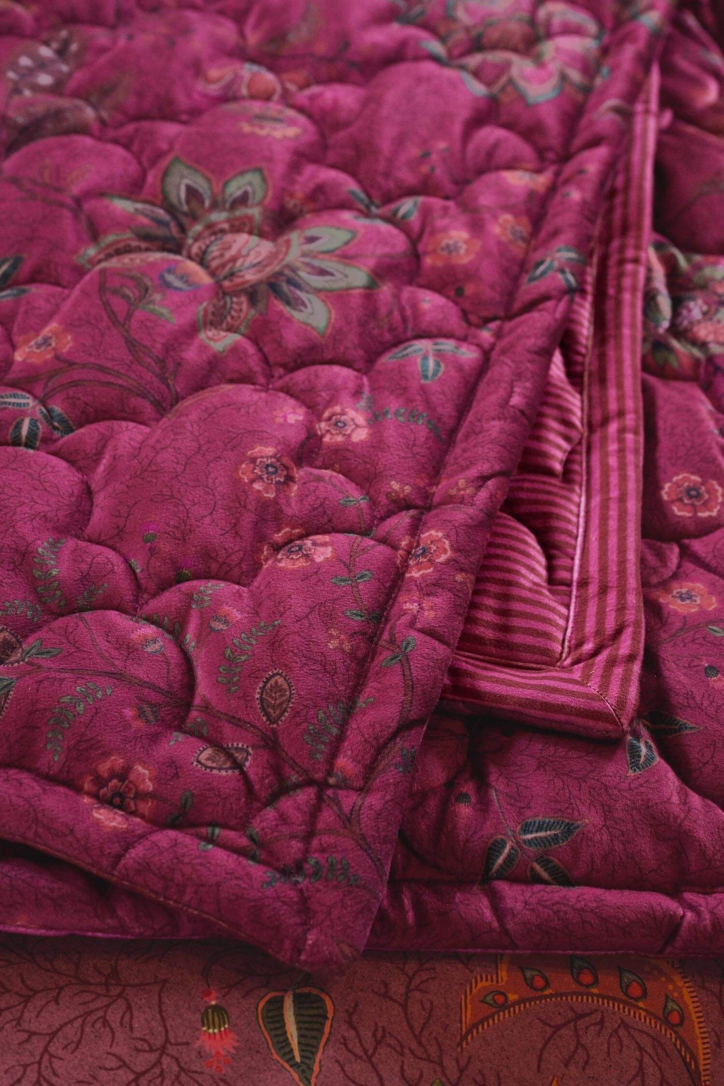 Velvet Mumbai Morning Quilt - dark pink