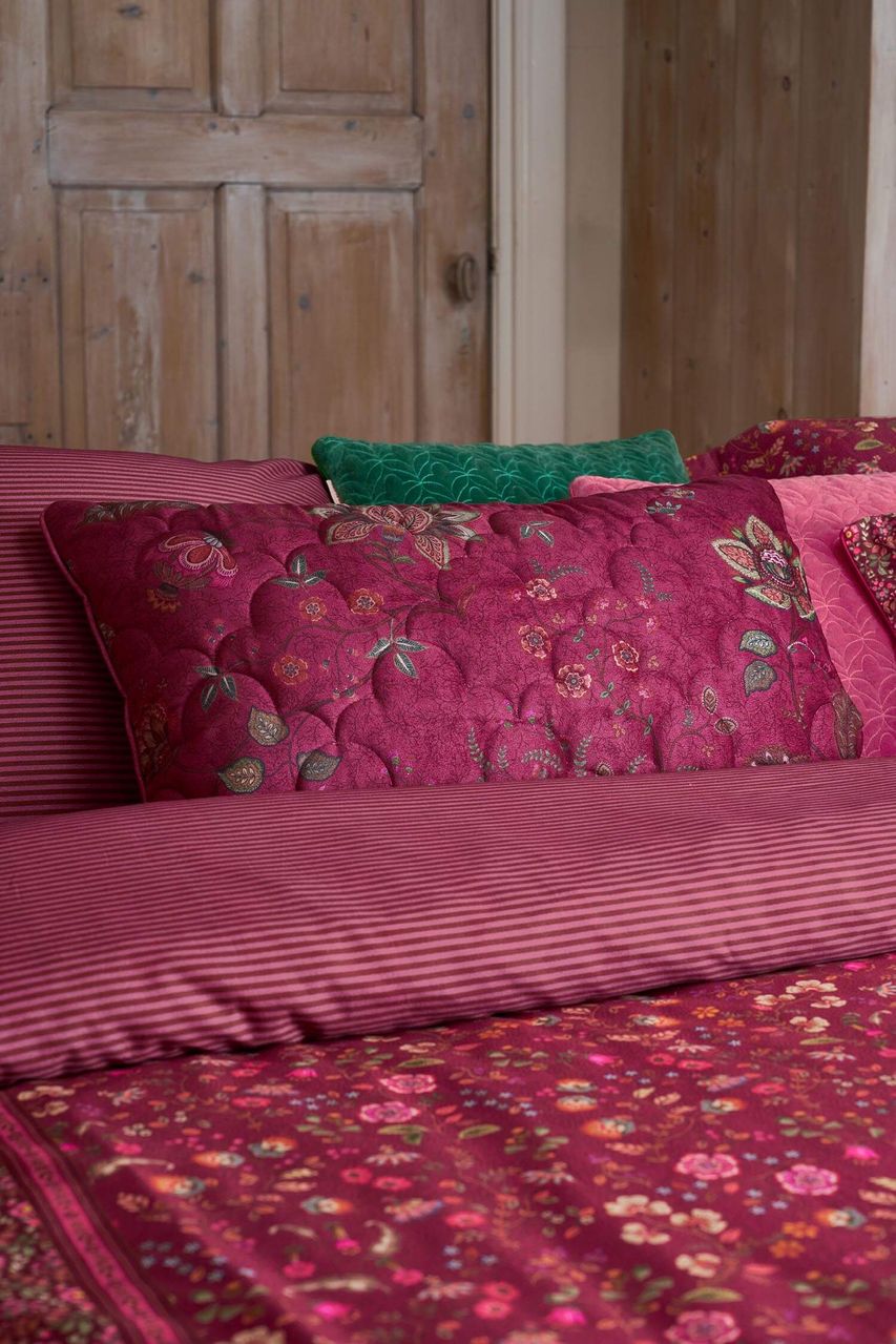 Velvet Mumbai Quilted Cushion - dark pink