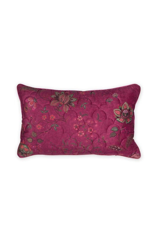 Velvet Mumbai Quilted Cushion - dark pink