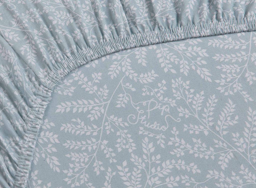 Leafy - fitted sheets blue grey