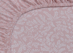 Leafy - fitted sheets pink