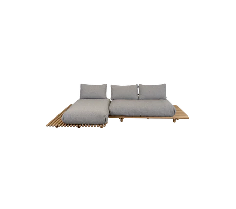 Sticks platform, sofa w/ chaise lounge - Teak