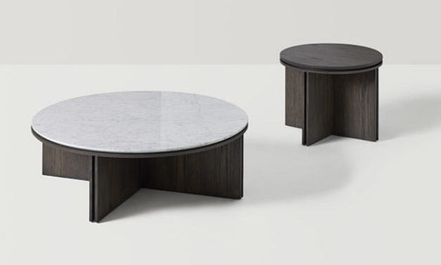 Slot Round Coffee Tables with Marble Ø100