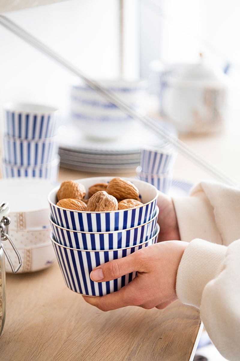 Bowl Royal Stripes Blue 12 cm (Set 4 Pieces)