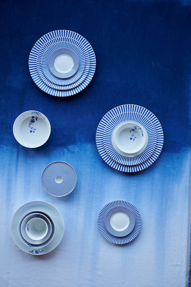 Bowl Royal Stripes Blue 12 cm (Set 4 Pieces)