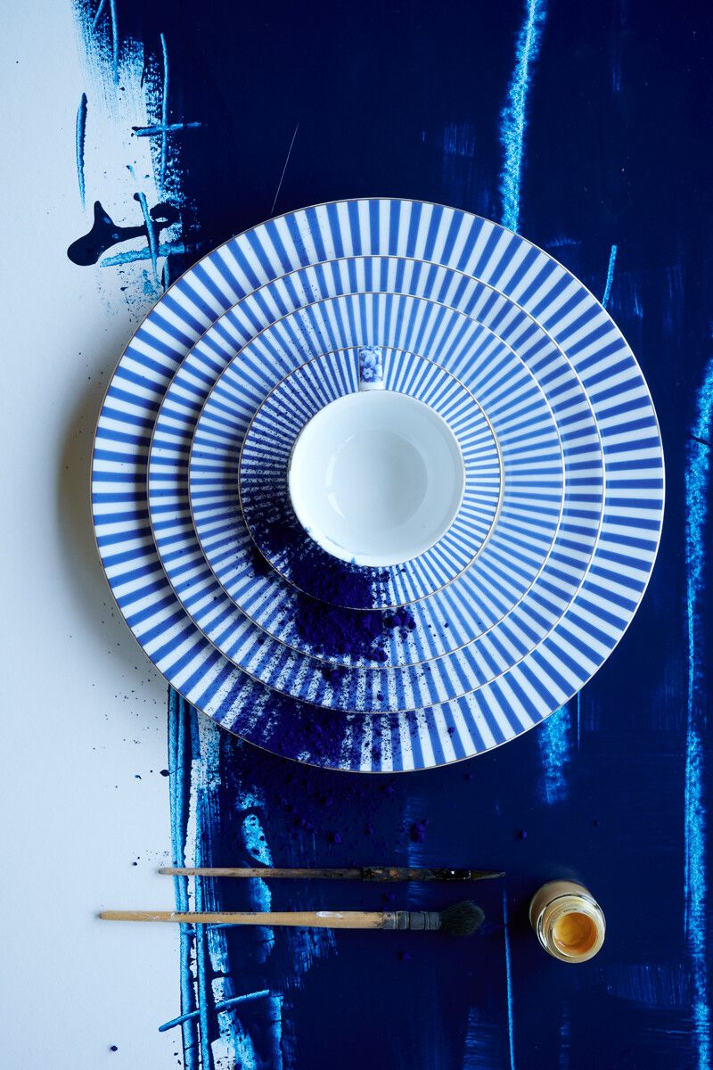 Bowl Royal Stripes Blue 12 cm (Set 4 Pieces)